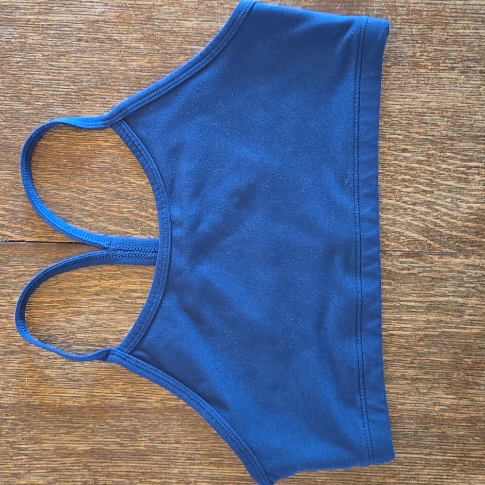 Zella Girl Live-In Strappy Bra, Blue, Girls Size XL 14-16